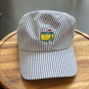 Masters Seersucker Blue and White Striped Cap